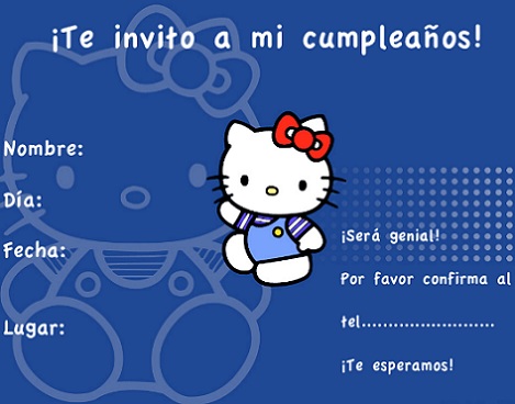 invitaciones cumpleaños hello kitty azul