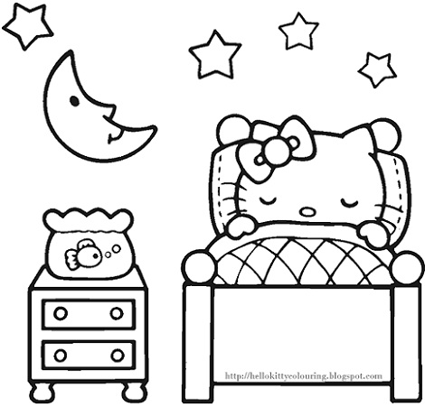 6 dibujos de hello kitty para imprimir gratis durmiendo