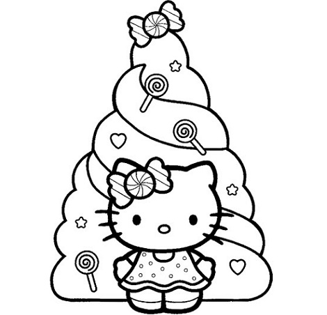dibujos navidad hello kitty arbol