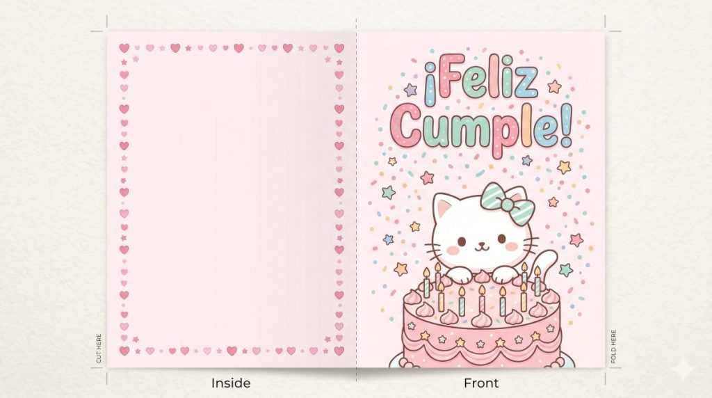 Felicitación Kitty pastel de cumpleaños