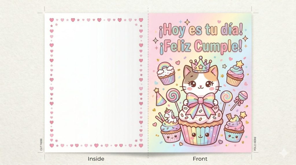 Tarjeta cumpleaños Hello Kitty con corona