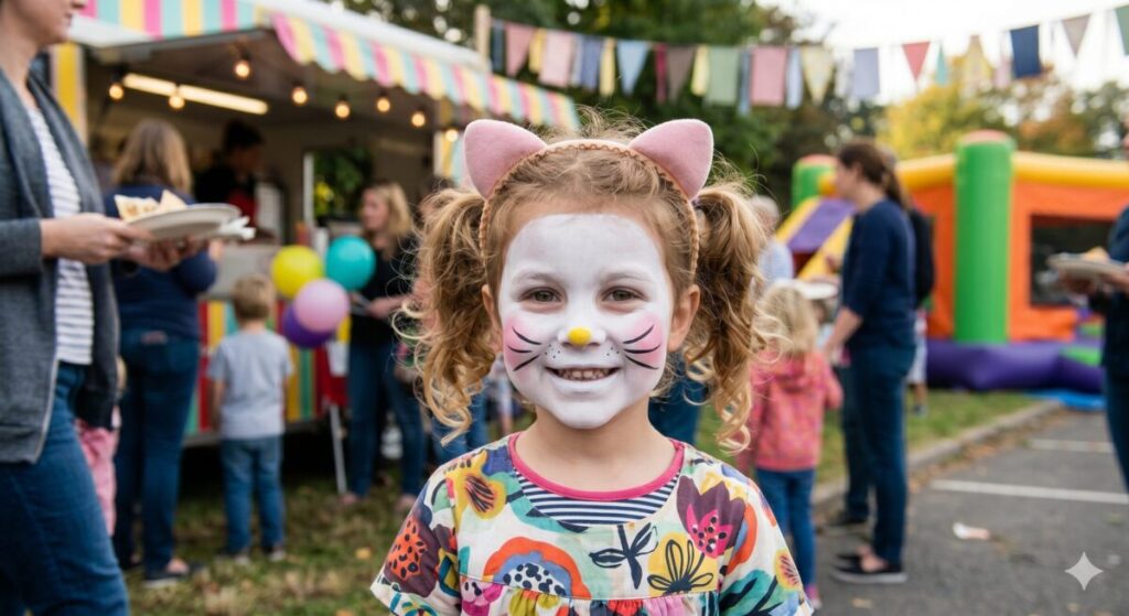 pintacaras de hello kitty completo combinado con diadema de orejas
