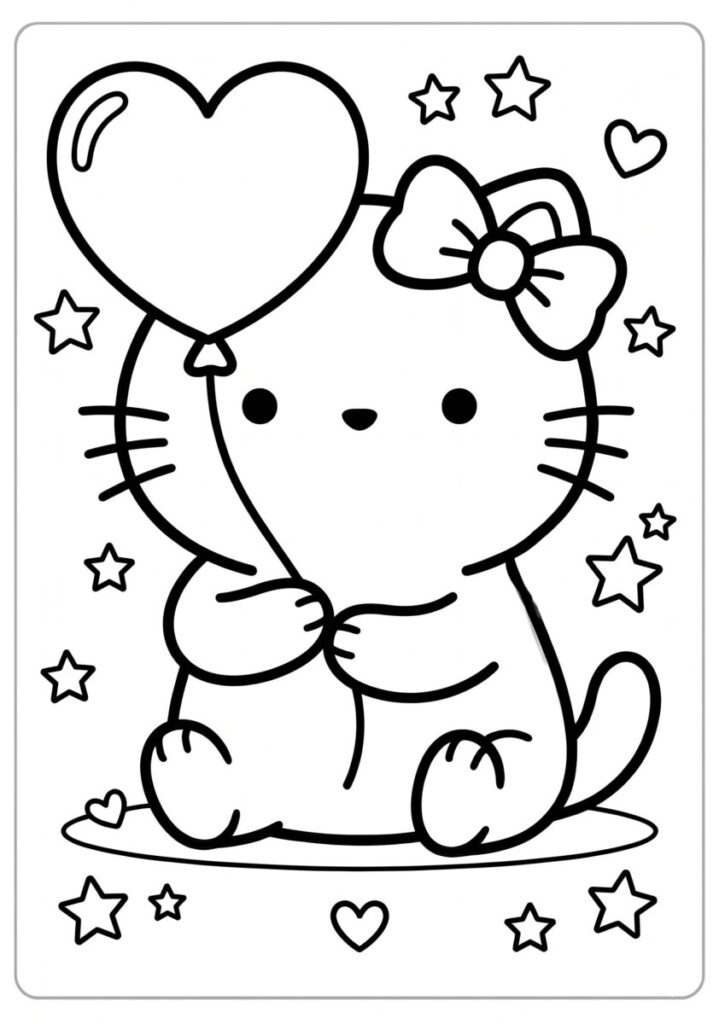 Gatita con globo de corazón