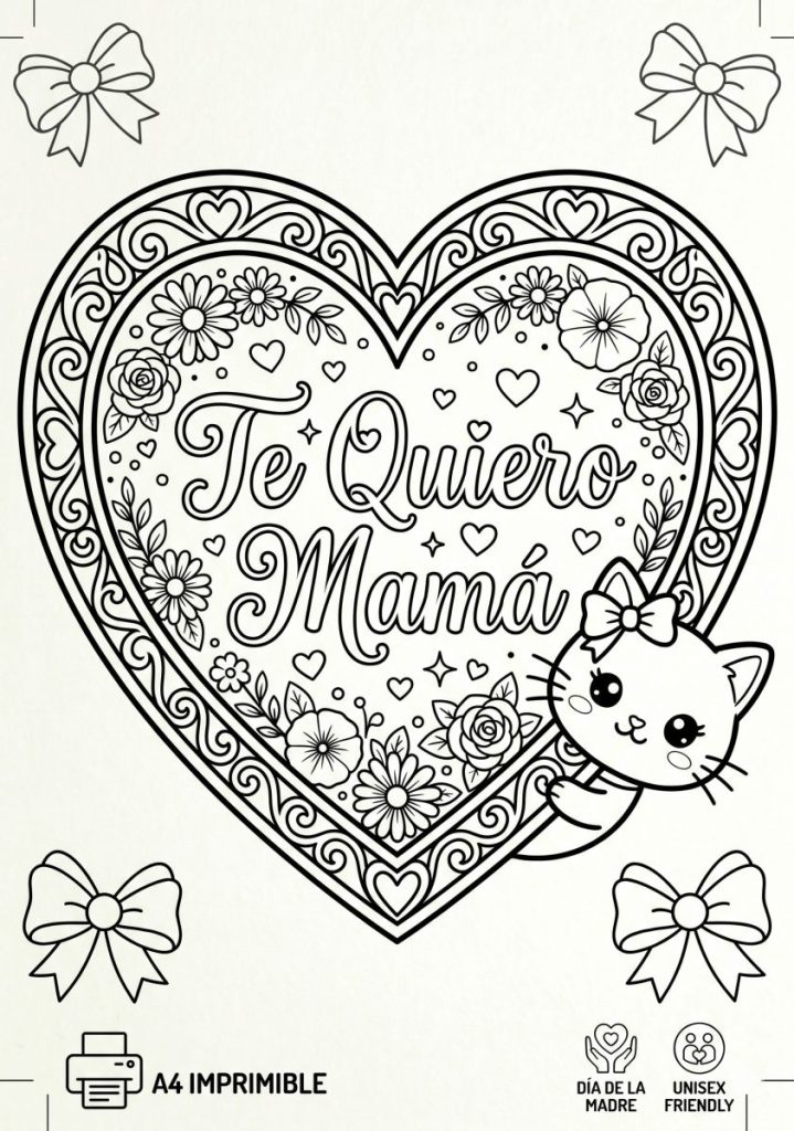 Colorear corazón te quiero mamá