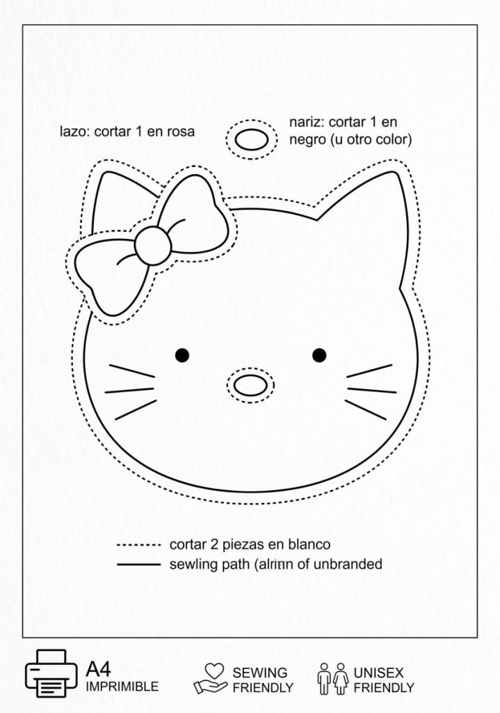 Patron fieltro-cara hello Kitty