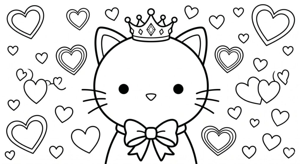 Gatita con corona para colorear